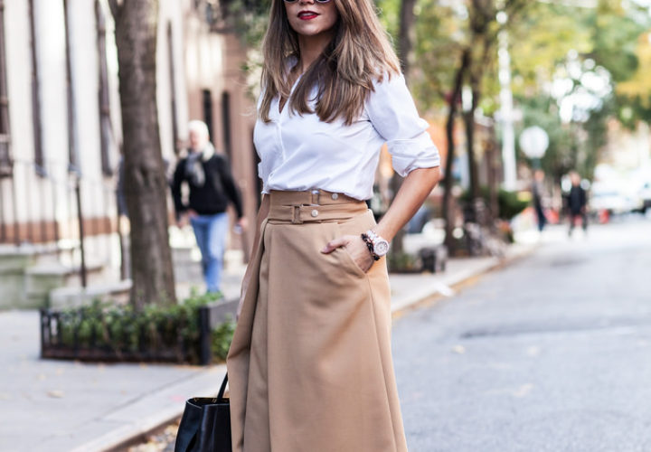 What to Wear to Work | Buckle Skirt + White Button Down