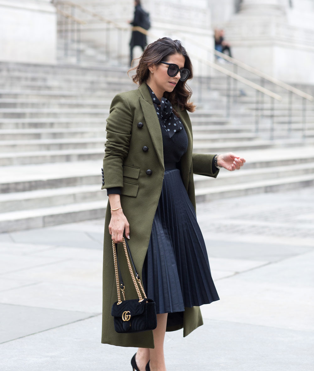 Veronica Beard Voyager Coat Olive Green Coat How to Look Tall Corporate Catwalk Gucci velvet bag