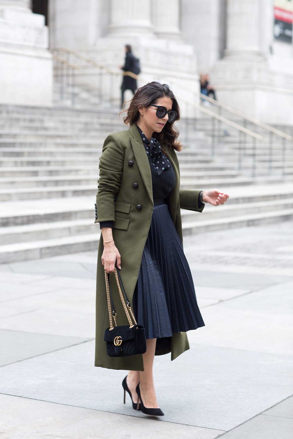 Veronica Beard Voyager Coat Olive Green Coat How to Look Tall Corporate Catwalk Gucci velvet bag