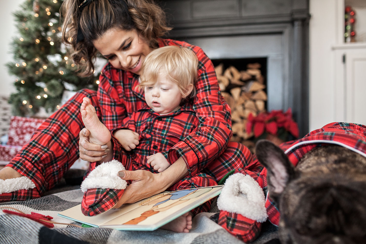 Target holiday plaid family pajamas, family time